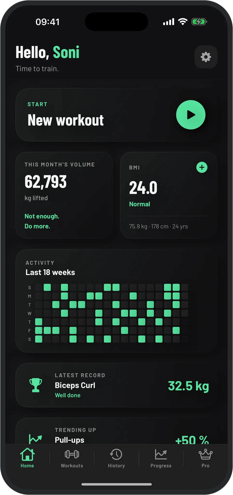 Preview of the InosFitness app on iPhone.