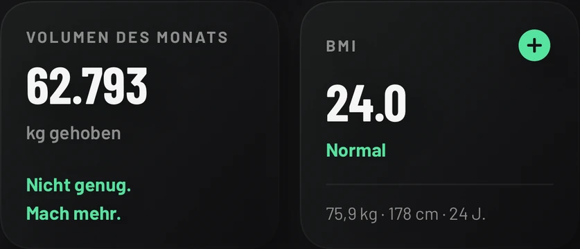 Persönliche Rekorde, Aktivität und geteilte Workouts in InosFitness.
